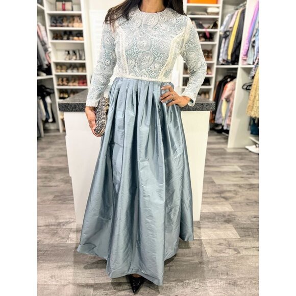 Vintage Blue and White Lace Dress Oscar de la renta - Picture 2 of 9